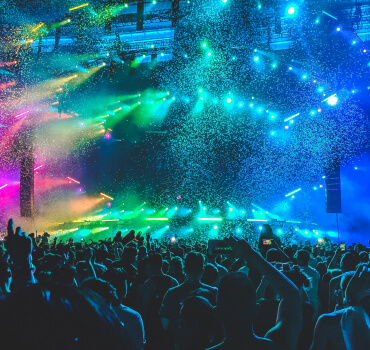 Confetti over the crowd at the mainstage