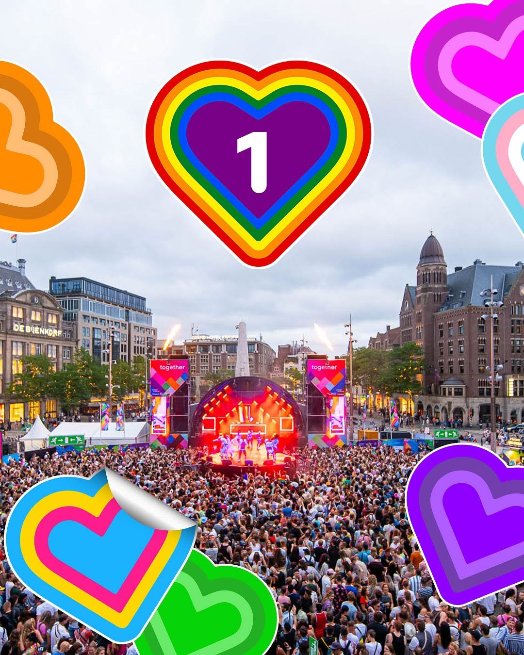 MainStage Pride crowd filling Dam Square
